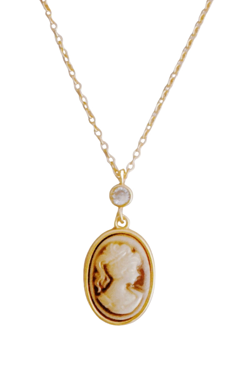 Gold Chain Cameo Necklace