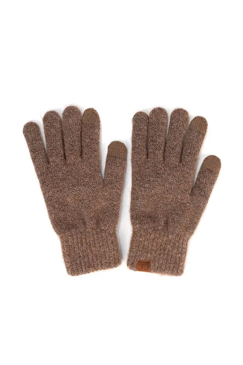 C.C Cable Heather Knit Gloves - Cacao