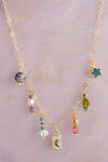 Colorful Beaded Charm Necklace Pearl Moon