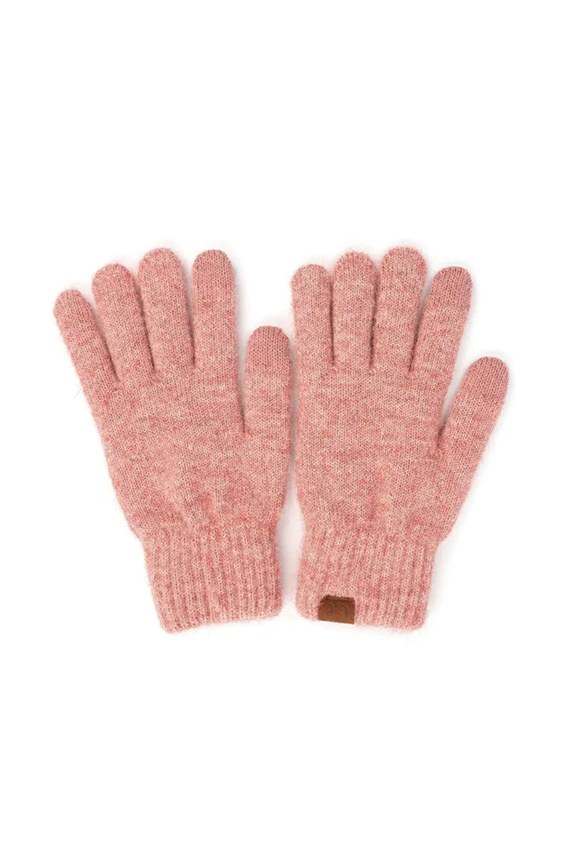 C.C Cable Heather Knit Gloves - Bubble Berry