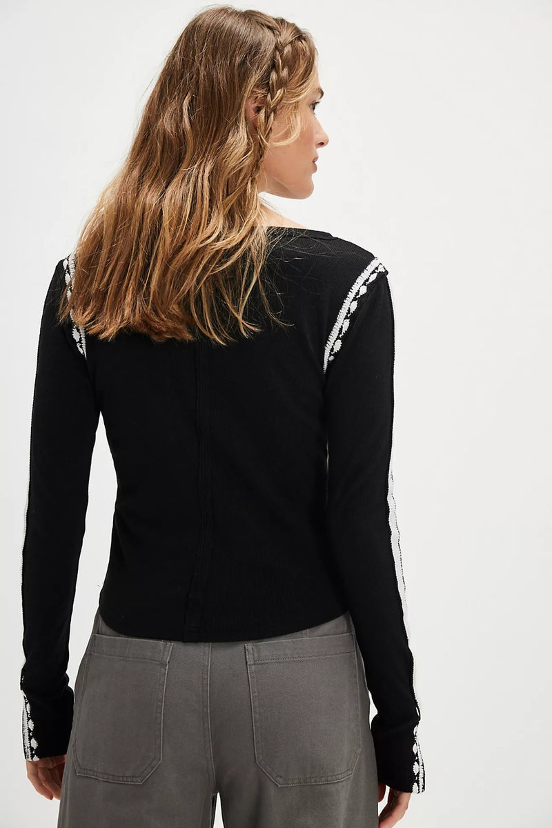 Free People Lost Love Long Sleeve - Black Combo