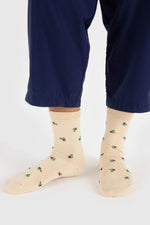 Baggu Crew Sock Cream Rosette