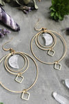 North Earrings - Quartz & Brass