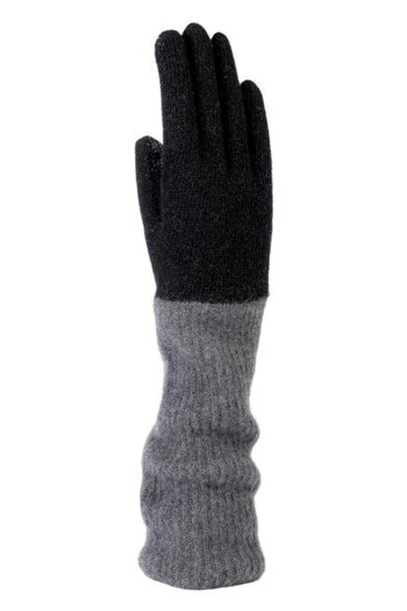 Wool/Cashmere Long Glove w/ Contrast Ribbed Cuff