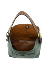 Hobo Faux Suede Bag Teal w/ Coffee Handle