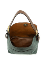 Hobo Faux Suede Bag Teal w/ Coffee Handle