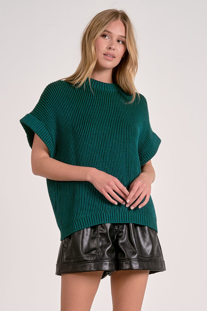 Selina Two-Tone Sweater - Teal + Blue