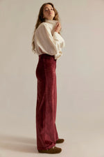 Kellee High Rise Palazzo Denim Pants Brick Wall Corduroy