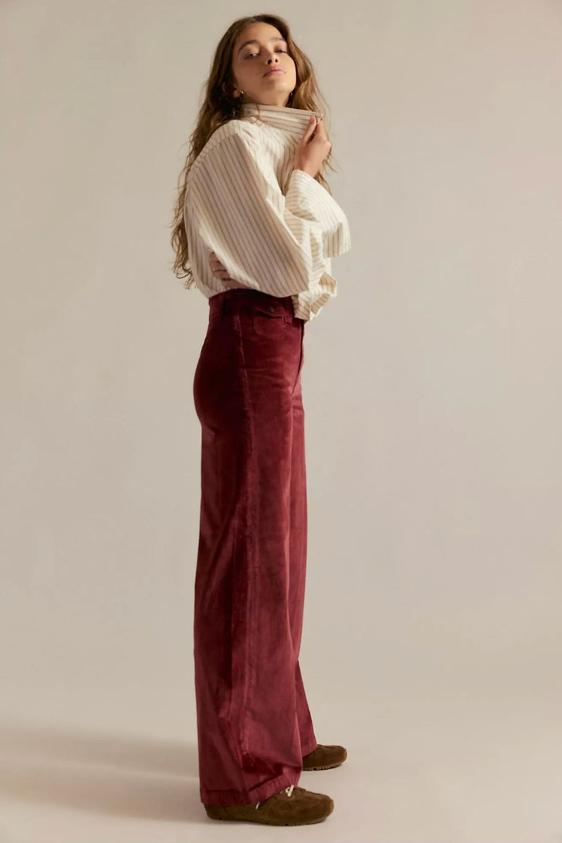 Kellee High Rise Palazzo Denim Pants Brick Wall Corduroy