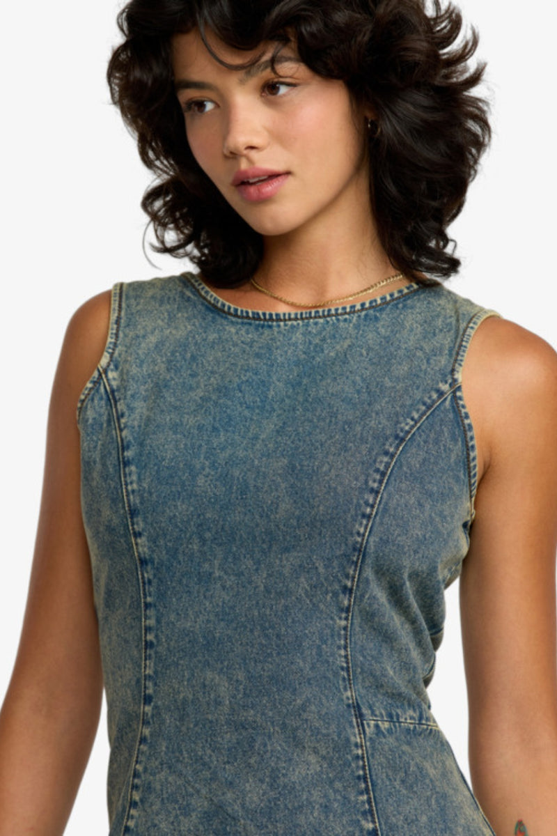 RVCA Jessie Mini Dress - Dusty Blue Wash