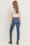 Hem Distress Slim Straight Denim Dark Denim