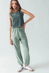 Alyssa Vintage-Wash Tank - Sage Leaf
