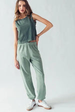 Alyssa Vintage-Wash Tank - Sage Leaf