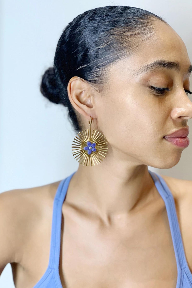 Bammm Blue Vintage Flower Dangle Earrings