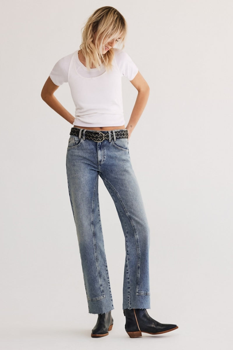 Free People Risk Taker Mid-Rise Straight Denim - Mantra