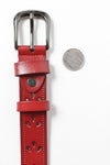 Petal Design Leather Belt Red