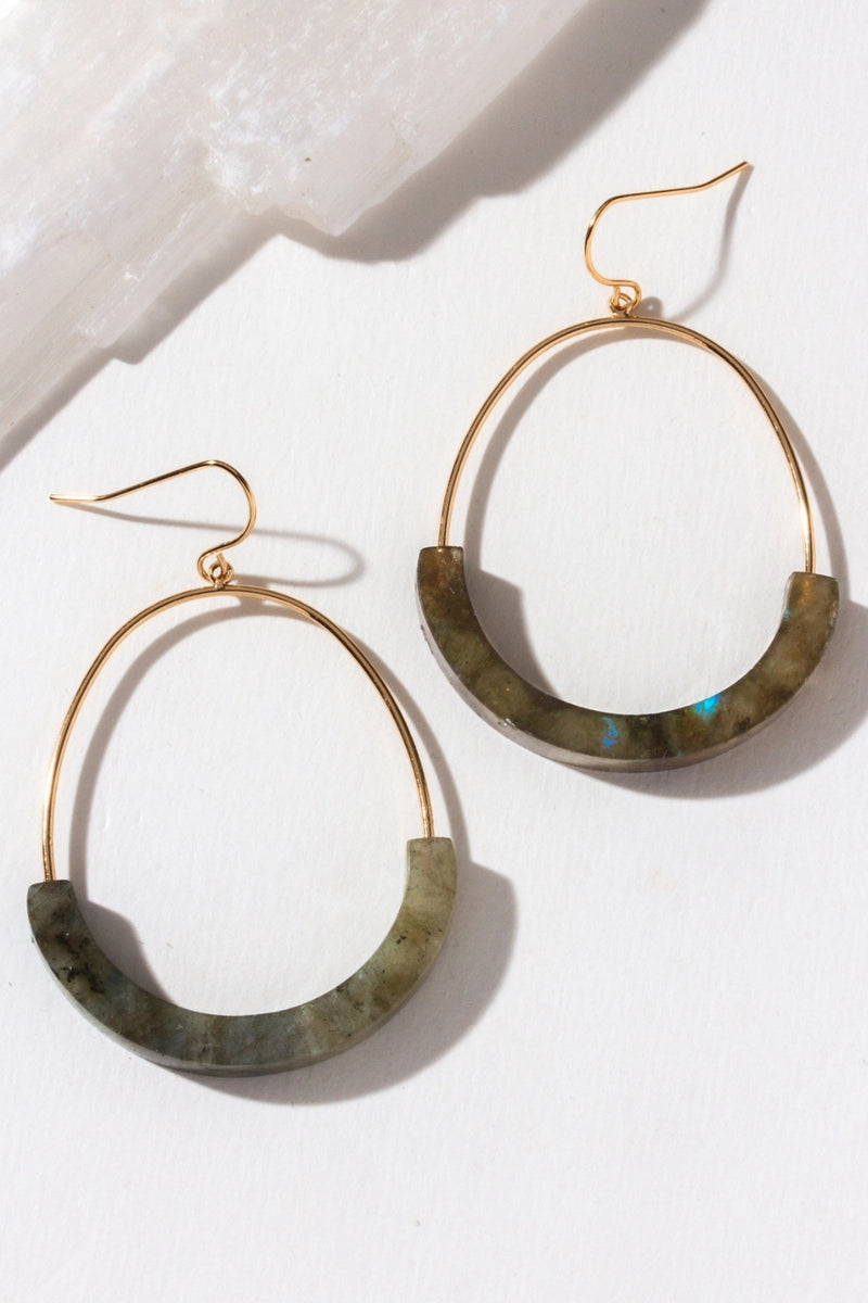 Luna Norte Stone Arc Earrings - Labradorite