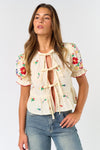 Emilia Embroidered Top Cream/Multi