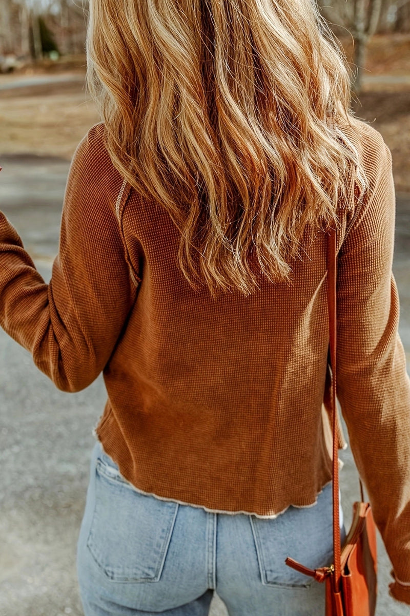 Zooey Brushed L/S Top Light Brown