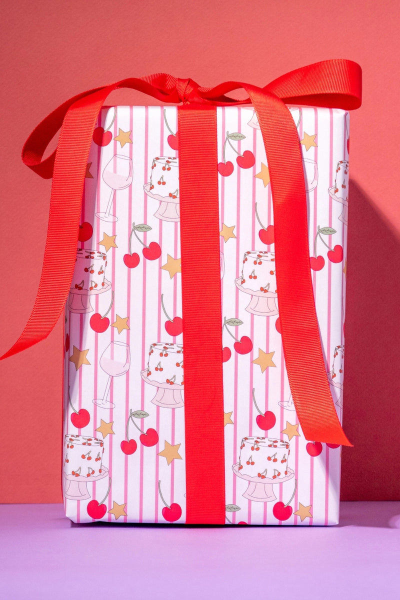 Illustrating Amy Gift Wrap Rolls Cherry Stripes