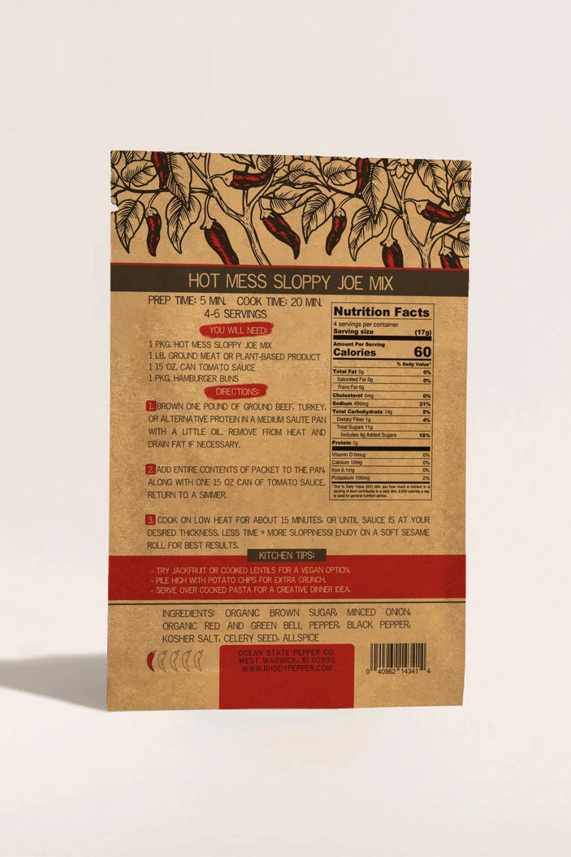 Ocean State Pepper Co Packet Seasoning - Hot Mess Sloppy Joe