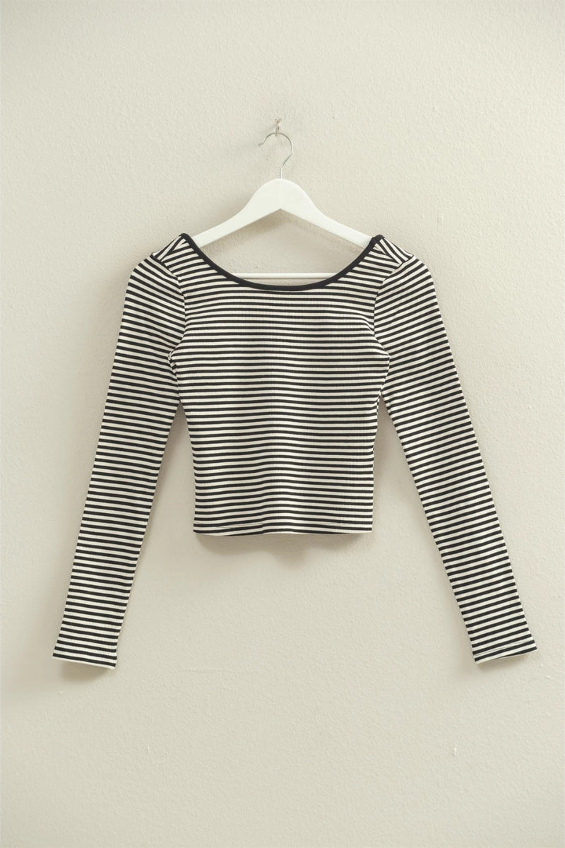 Mikey L/S Stripe Top - White + Black