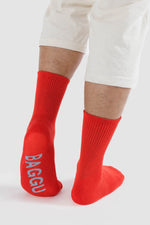 Baggu Ribbed Sock Candy Apple