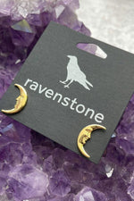 Ravenstone Moon Face Stud Earrings
