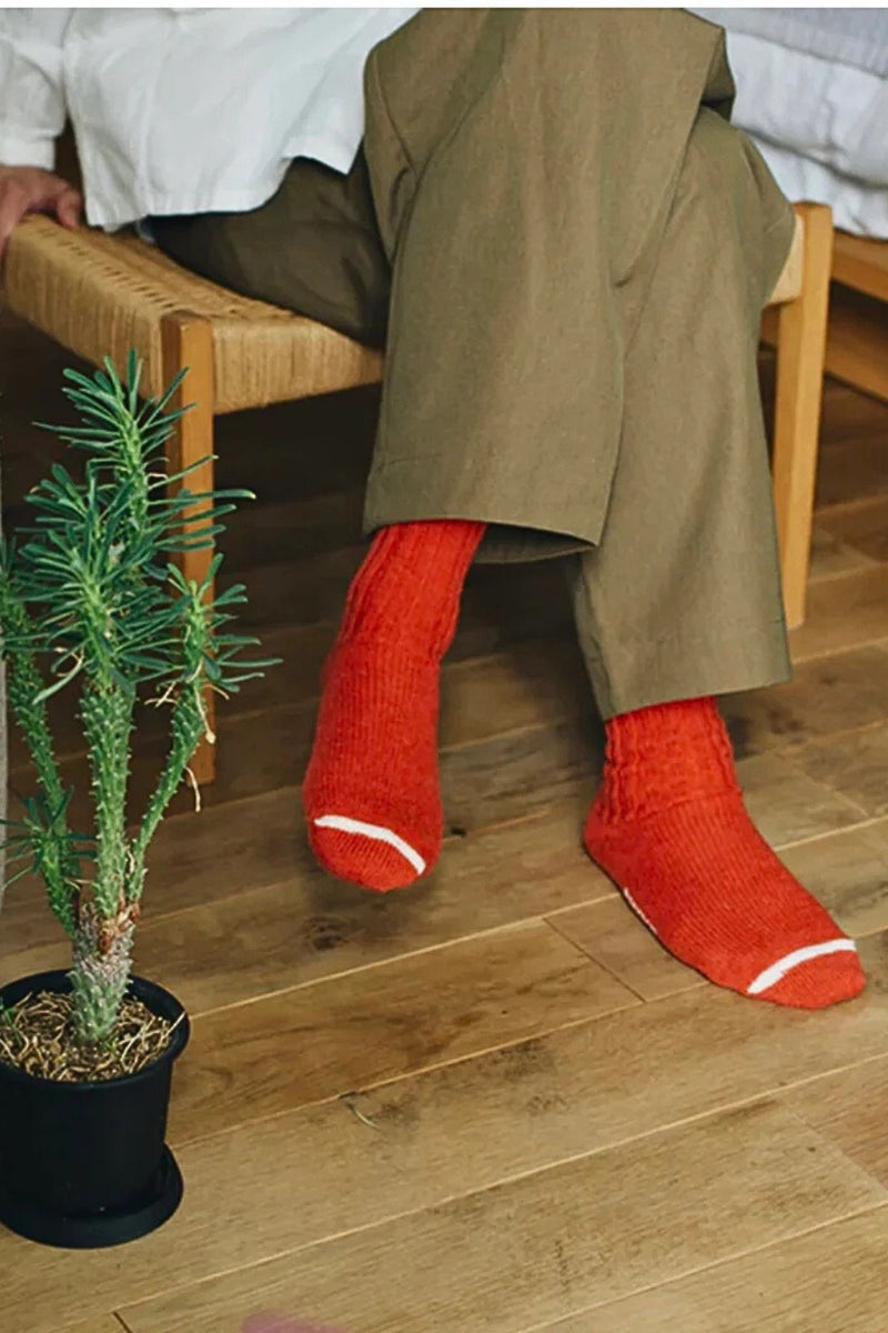 Wool Ribbed Socks - Shrine Red