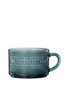 Hobnail Glass Mug with Cover Teal