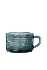 Hobnail Glass Mug with Cover Teal