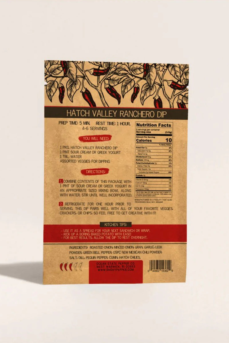Ocean State Pepper Co Packet Seasoning - Hatch Valley Ranchero Dip