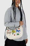 Baggu Medium Nylon Crescent Bag Embroidered - Embroidered Painted Prairie