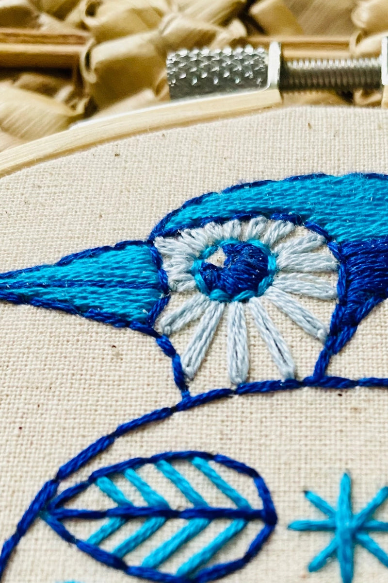 Hook, Line, and Tinker Embroidery Kit Folk - Blue Jay