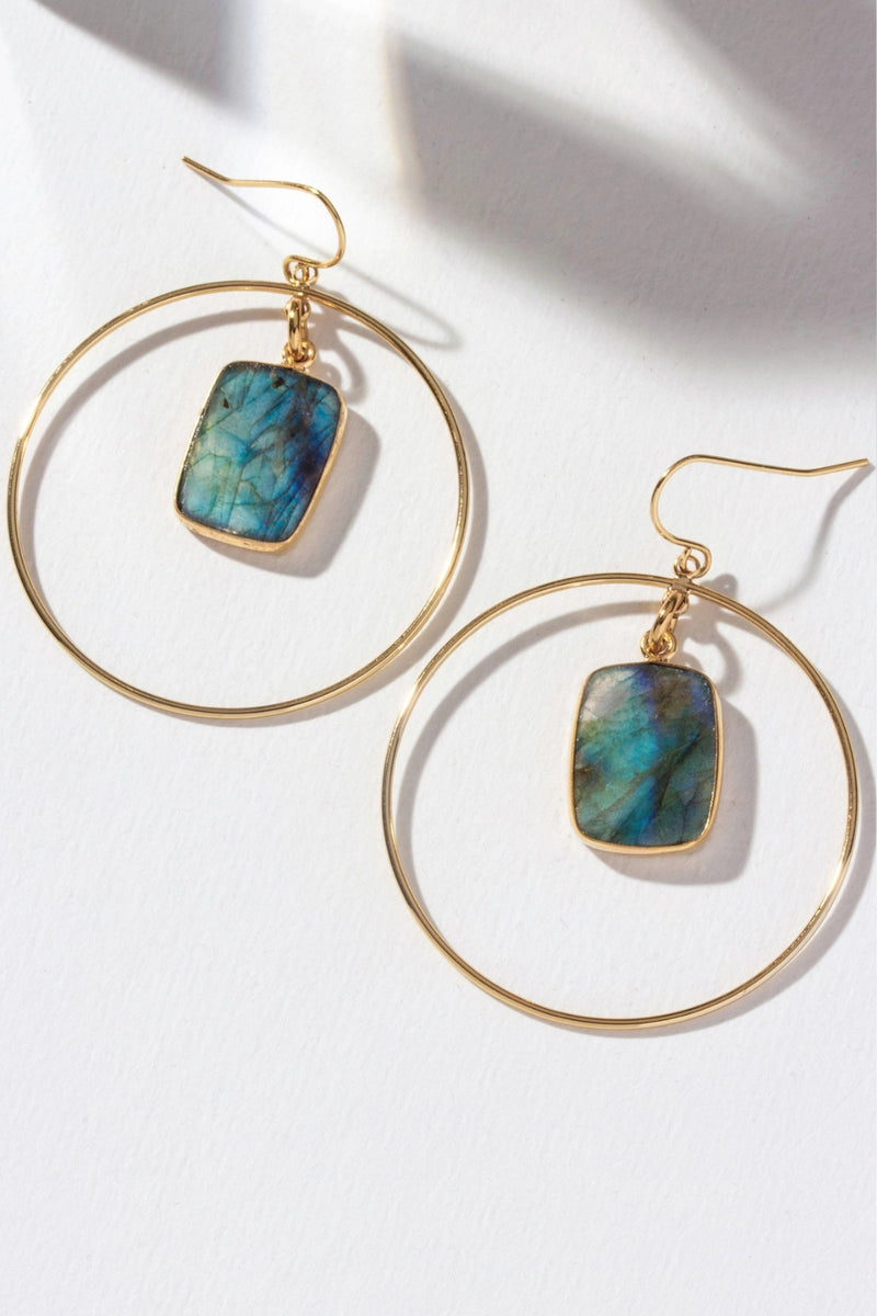 Luna Norte Stoney Hoop Earrings - Labradorite