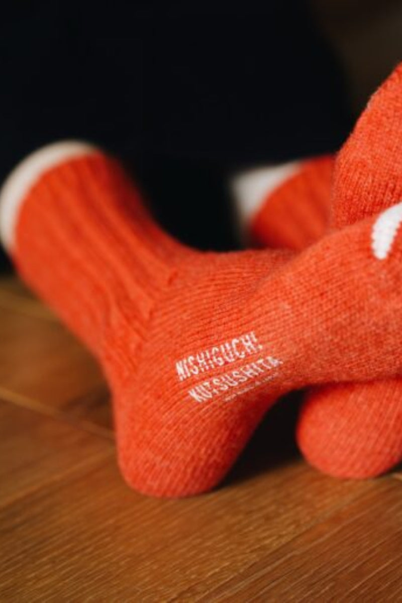 Wool Ribbed Socks - Shrine Red