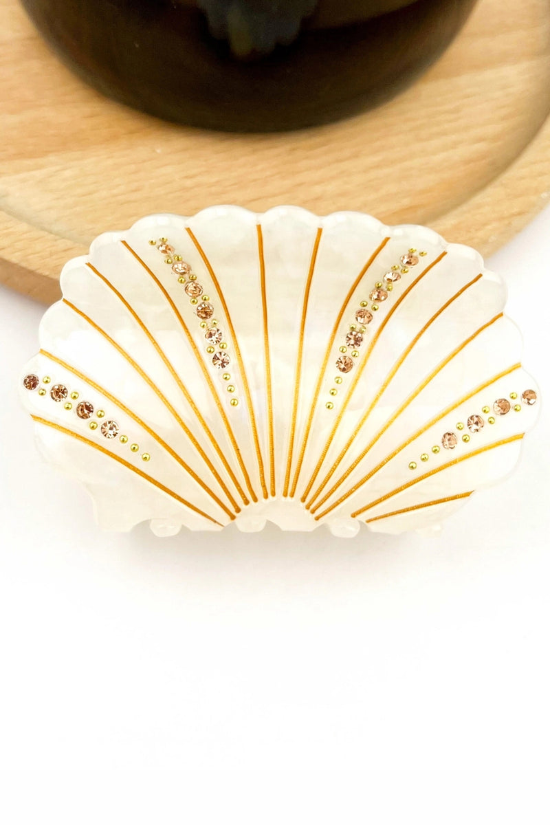 Crystal Shell Claw Clip - White