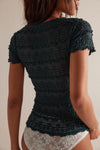 Free People Angelina Lace Tee - Sea Moss