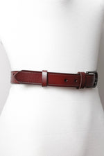 Petal Design Leather Belt Brown