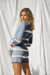 Zoe Loose Knit Sweater - Dusty Blue/Ivory