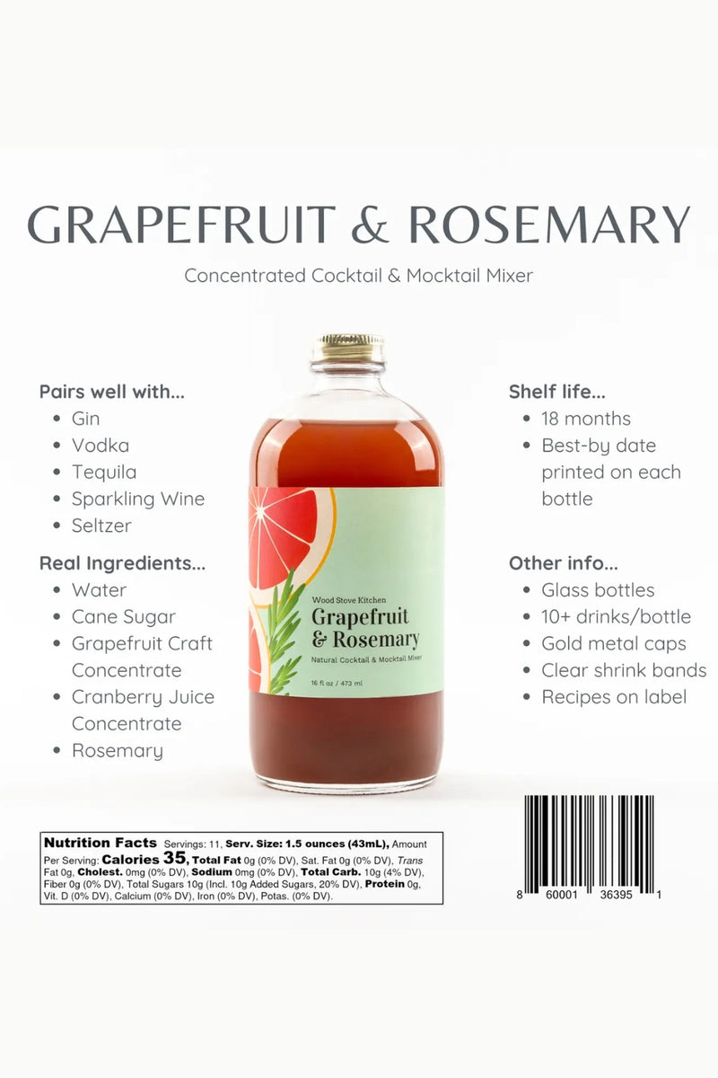 Wood Stove Kitchen Cocktail Mixer - Grapefruit & Rosemary