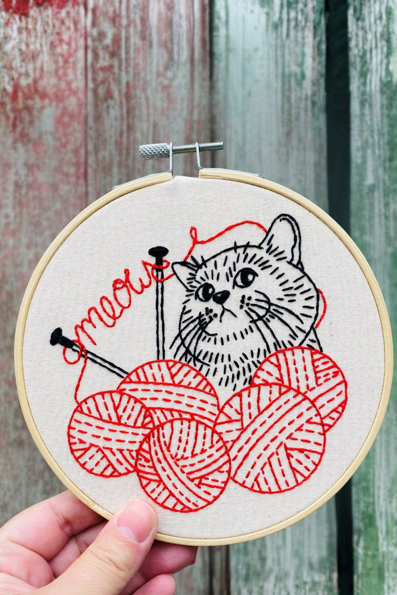Embroidery Kit Knittin' Kitten