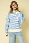 Athena Sweater White + Blue