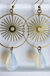 Jean Earrings - Brass Sun & Opalite