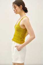Luna Crochet Knit Tank - Ochre