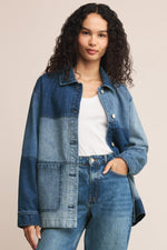 Z Supply On The Road Color Block Jacket - Mixed Indigo