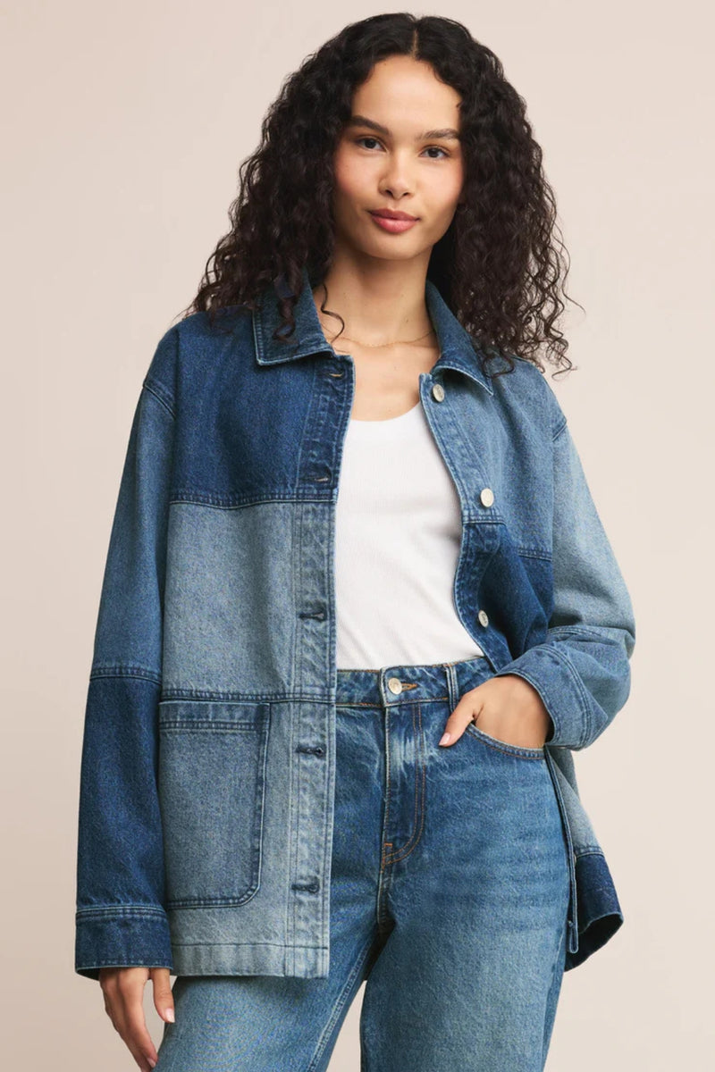 Z Supply On The Road Color Block Jacket - Mixed Indigo
