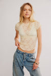 Free People Ready To Go Lace Tee - Butter Yellow