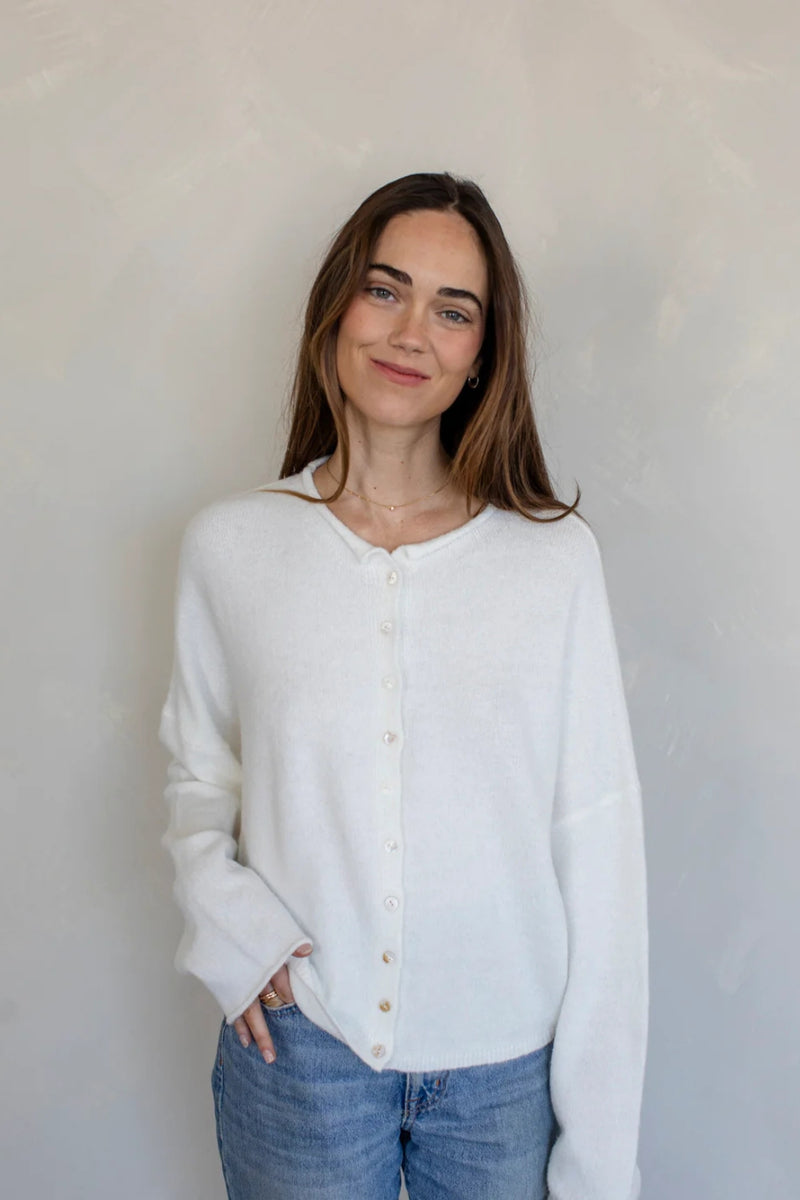 Piper Button Up Cardigan - Snow