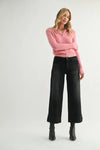 Just Black Denim Scissor Cut Cuffed Slim Wide Denim - Washed Black